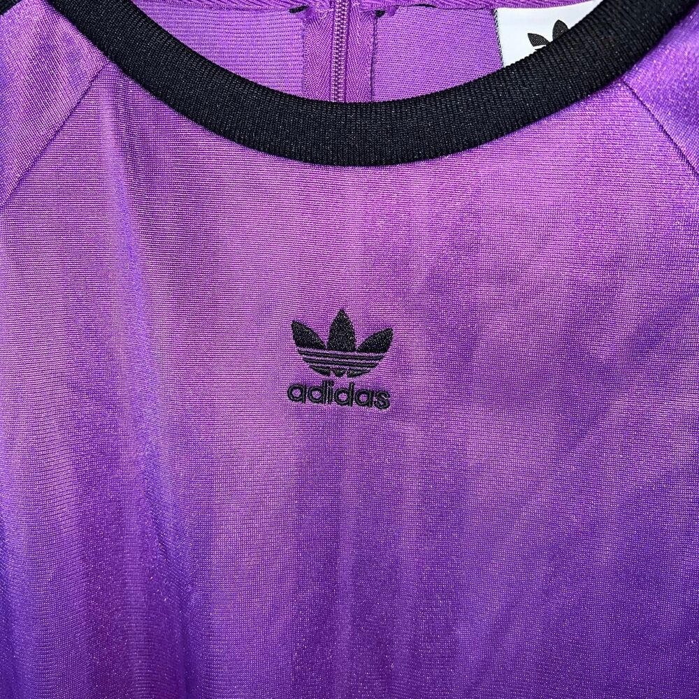 Adidas Purple With Black Three Stripes Short Sleeve Romper/Jumpsuit Size M - Picture 4 of 9